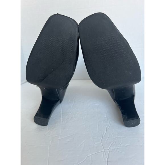 Worthington Black Leather High Heel Mid Calf Square Toe Zip Up Boots Size 9M - Picture 10 of 10